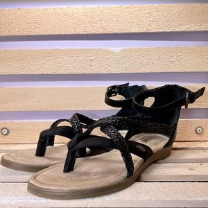Black Faux leather Sandals